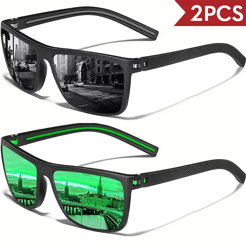 Lenses Color: Coffee - 2/3PCS Amazing Men Polarized Sunglasses Unisex UV400 Glasses Fishing Goggles Outdoor Sport Eyewear for Driving Fishing Cycling
