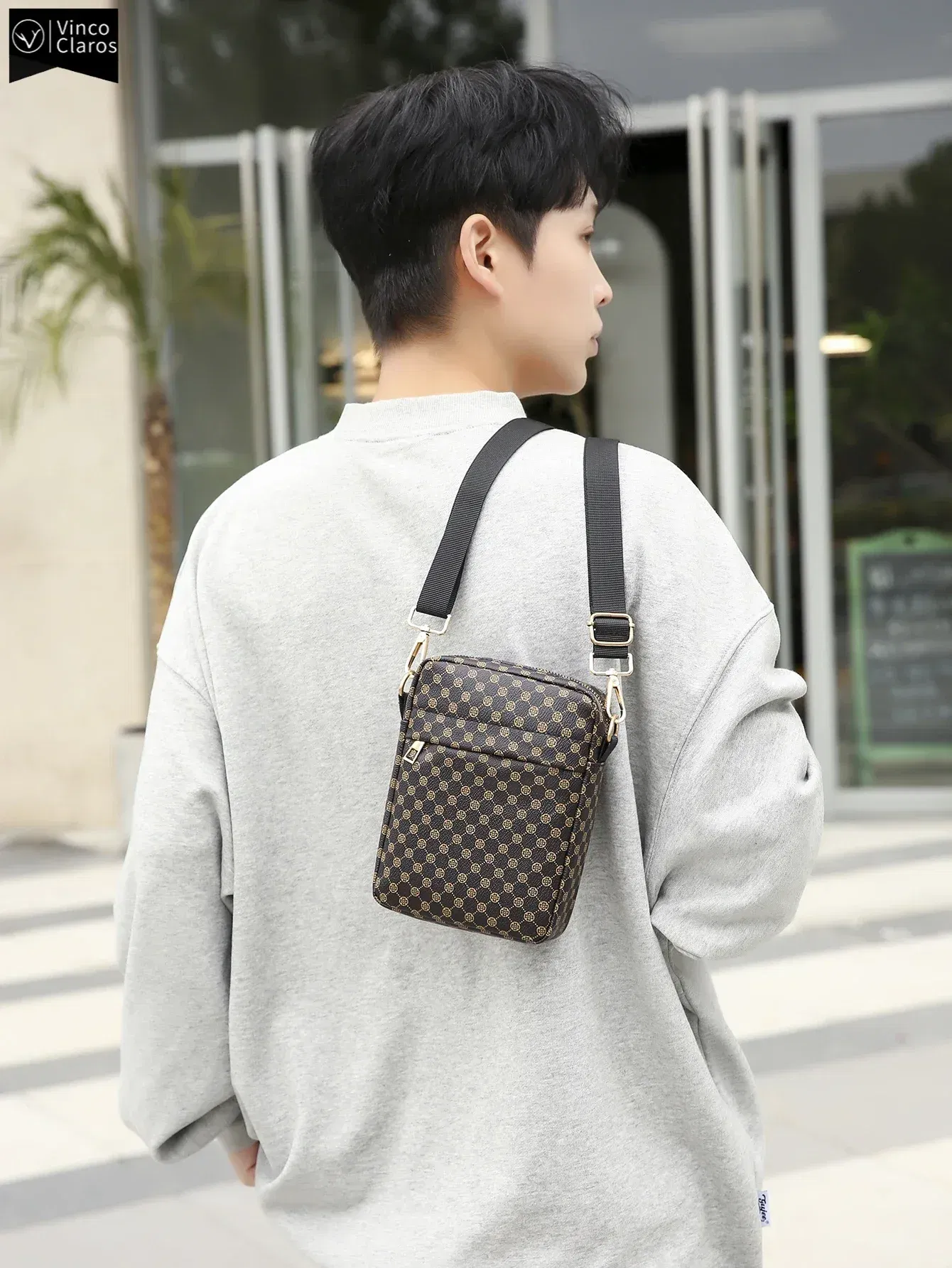 Color: black - VC Men's Classics Mini Shoulder Bag Coin Purses Lightweight PU Leather Shoulder Bags for Men Small Men Crossbody Bag