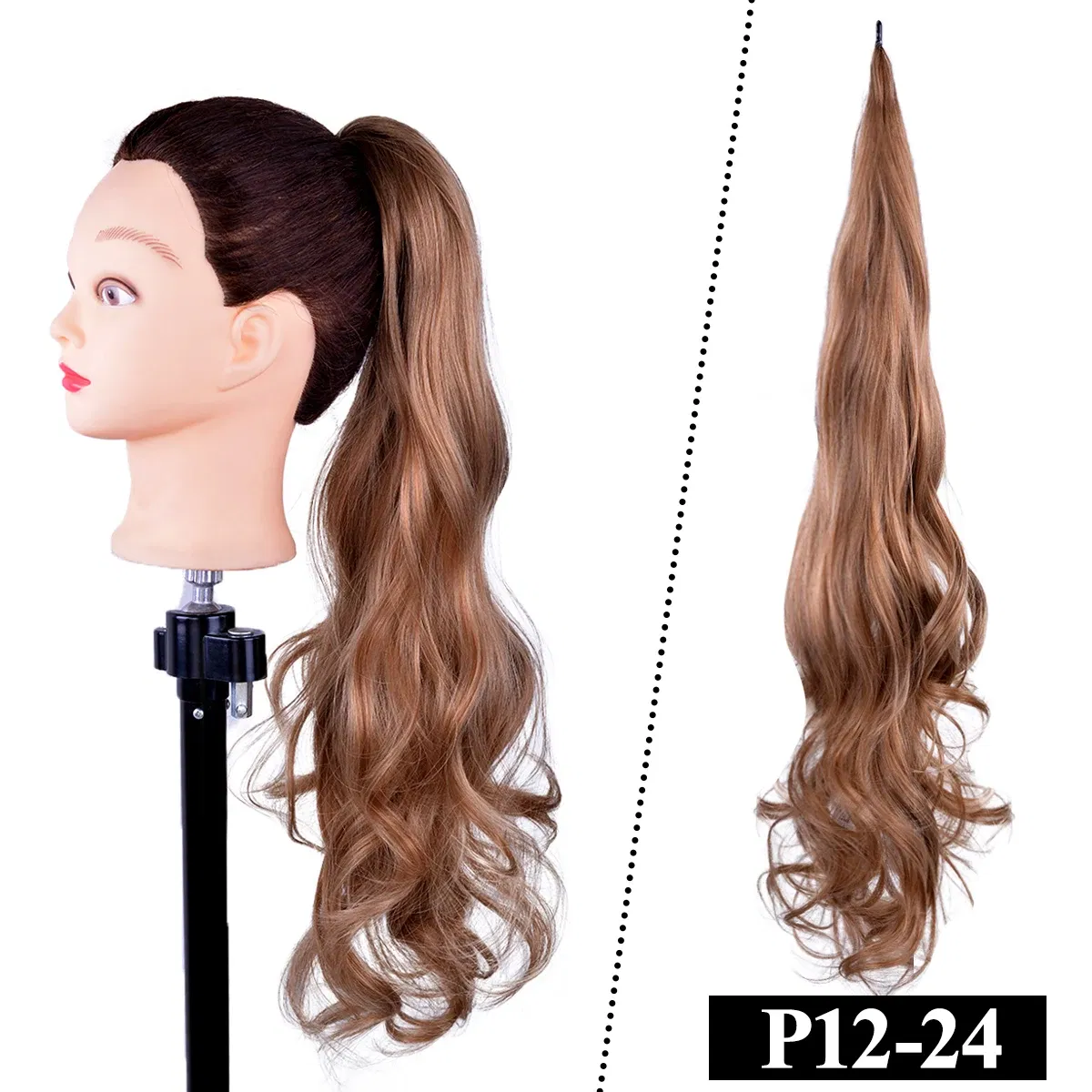 Color: Pink - LINWAN Synthetic Long Straight Wrap Around Clip In Ponytail Hair Extension Heat Reistan Pony Tail Fake Hair