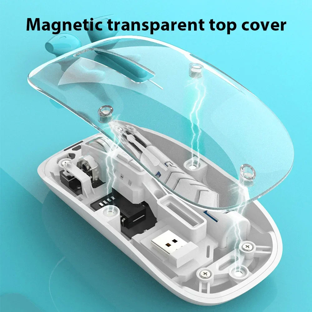 Transparent Dual Mode Wireless Mouse 2.4G Bluetooth Rechargeable Mouse Silence Ergonomic Mouse For iPad Laptop Tablet Phone PC
