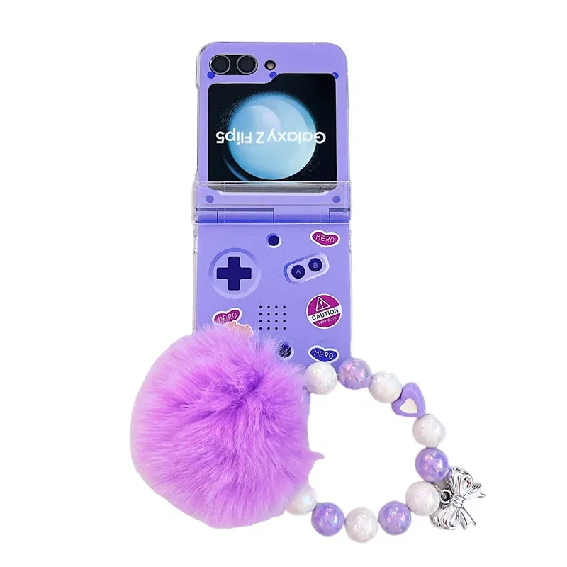 Color: Clear, Material: EVA - Cute Bracelet Phone Cases For Samsung Galaxy Z Flip 3 4 5 6 7 FE Hard Plastic PC Plush Case For Samsung Z Flip5 ZFlip5