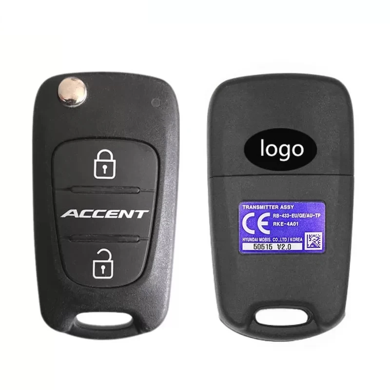 CN020122 Original 2 Button Hyundai Remote Key For Hyundai Accent 2010-2013 Flip Fob 433MHZ 95430-1R110 RKE-4A01