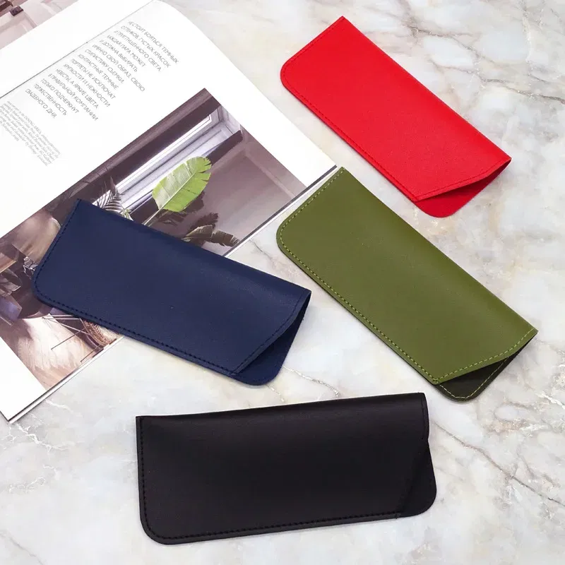 Color: Red, Ships From: CN - Simple Soft Leather Open Sunglasses Bag for Women Men Waterproof Reading Glasses Case Dust Storage Bag Eyewear Pocket Accessory