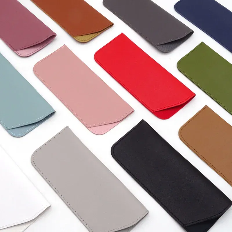 Color: Red, Ships From: CN - Simple Soft Leather Open Sunglasses Bag for Women Men Waterproof Reading Glasses Case Dust Storage Bag Eyewear Pocket Accessory