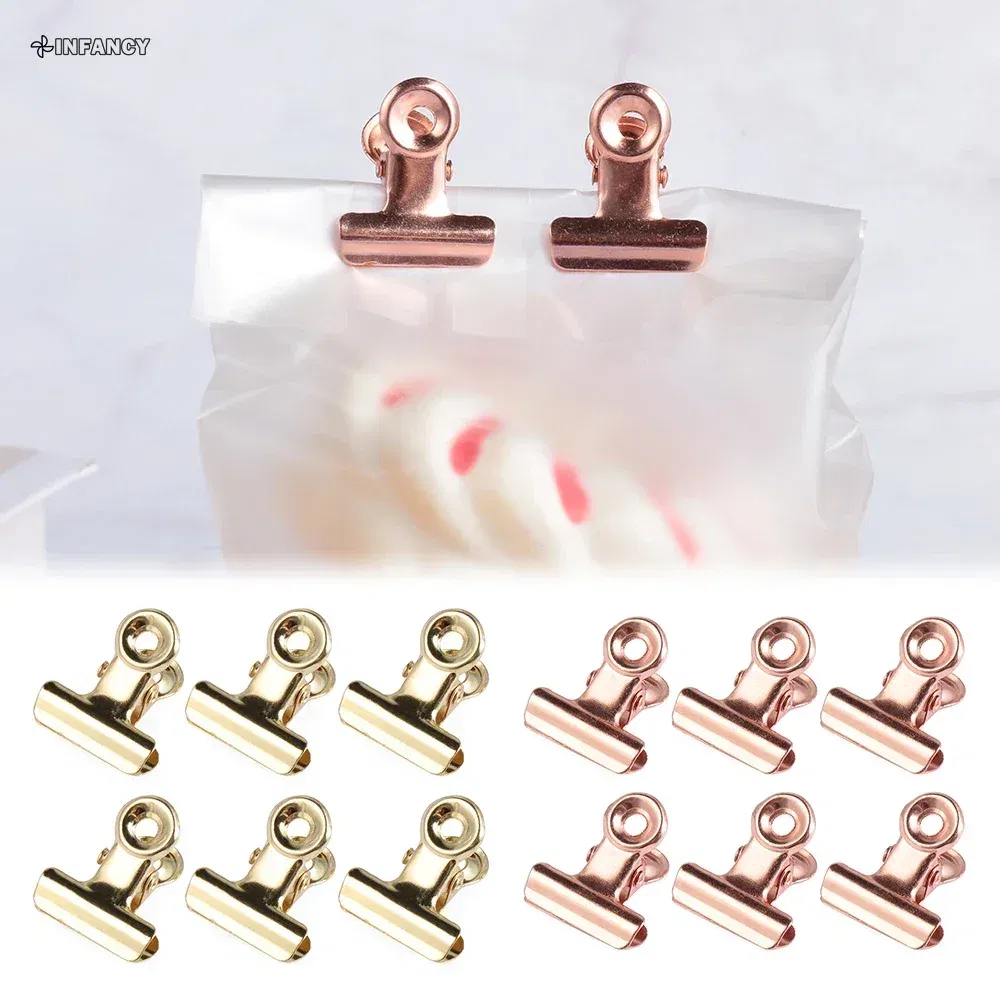 Color: Silver - 1PC Kitchen Food Sealing Bag Clips Stainless Steel Letter Paper Photo File Clamps School Office Calendar Binder Clip