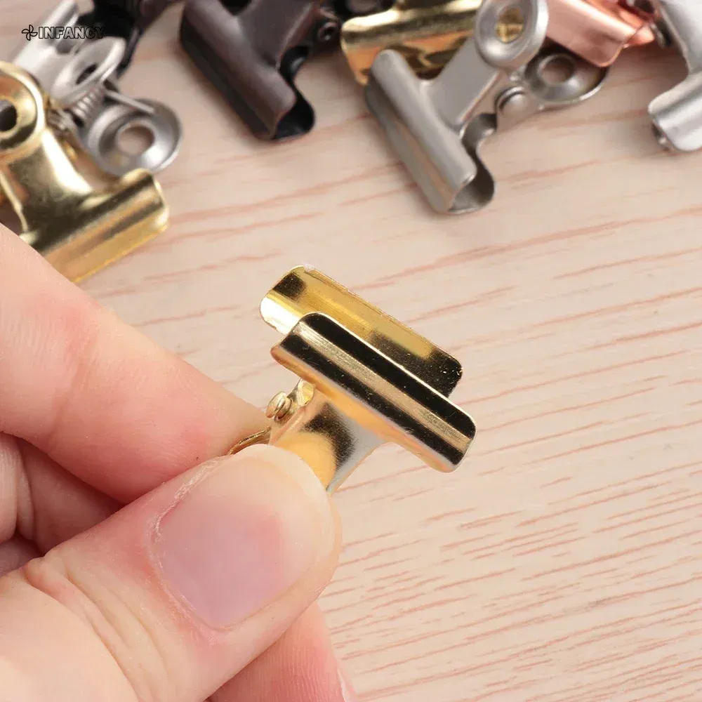 Color: Silver - 1PC Kitchen Food Sealing Bag Clips Stainless Steel Letter Paper Photo File Clamps School Office Calendar Binder Clip
