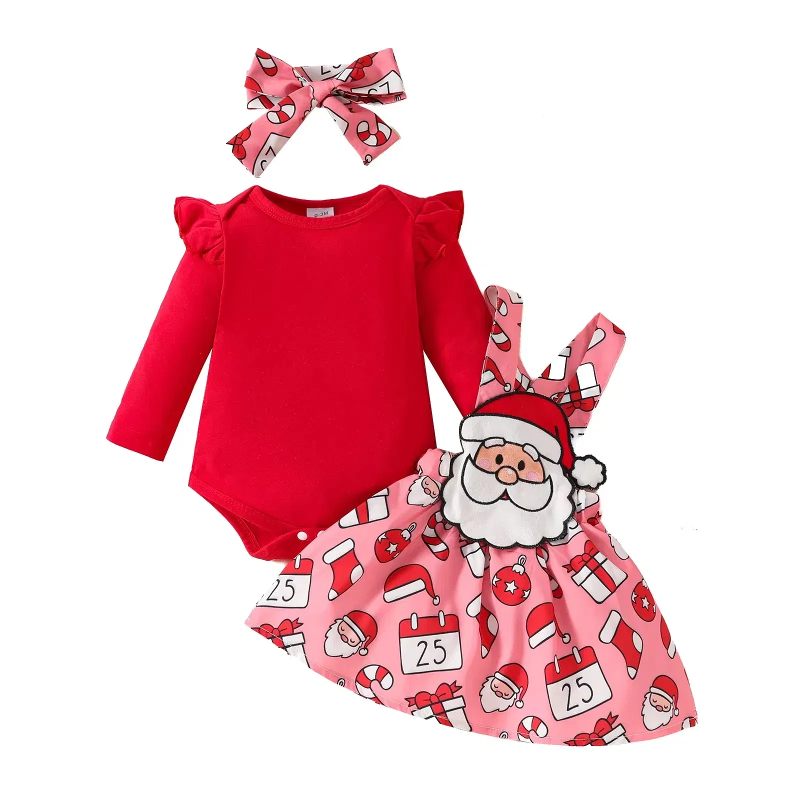 Color: Navy Blue, Kid Size: 3T - Baby Girls Clothes New Year Set 0-3Y Long Sleeve Big Bow Top Irregular Skirt and Beret 3Pcs Toddler Christmas Clothes
