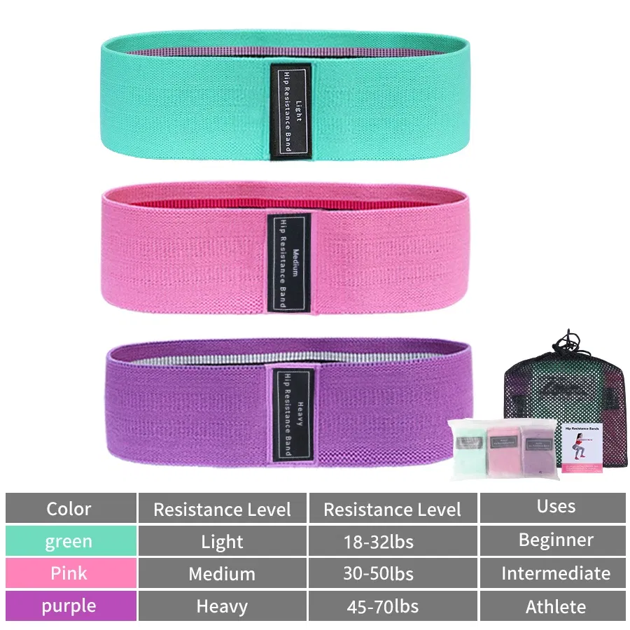 Color: WHITE - Fabric Resistance Hip Booty Bands Glute Thigh Elastic Workout Bands Squat Circle Stretch Fitness Strips Loops Yoga Gym Equipment