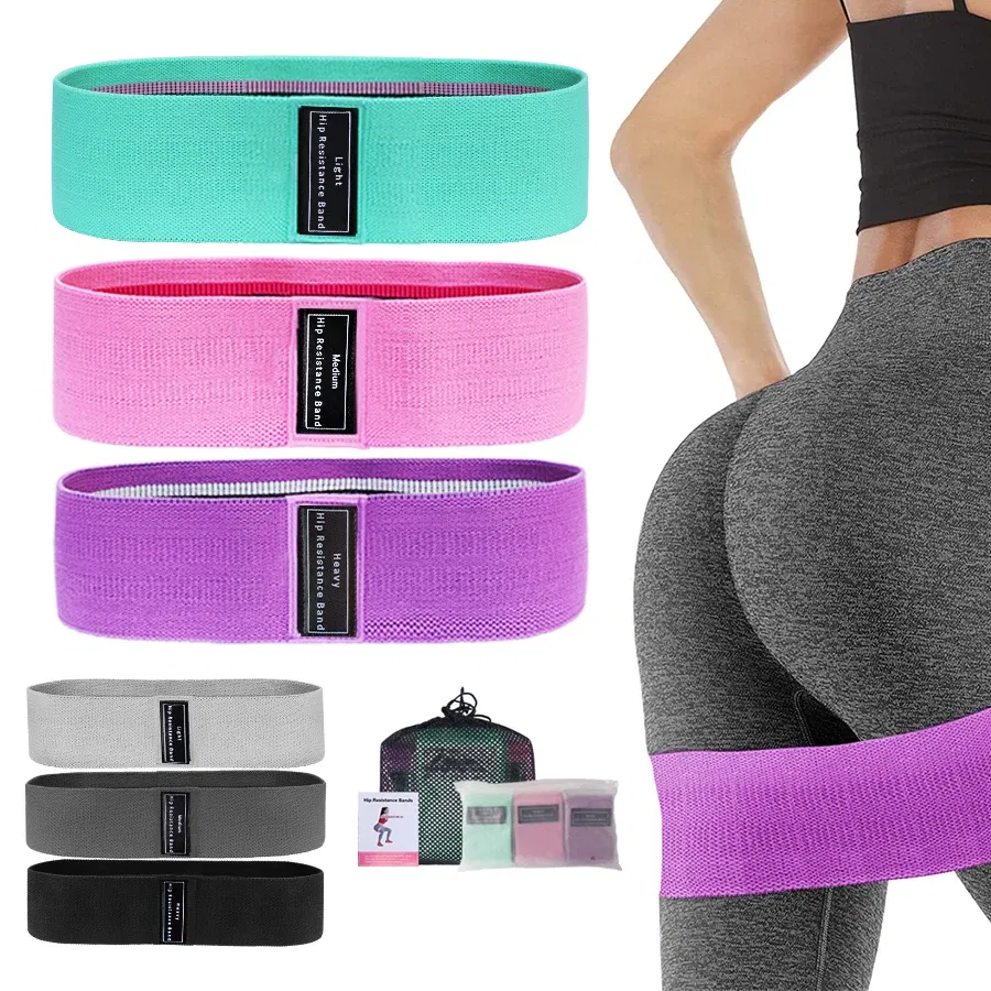 Color: WHITE - Fabric Resistance Hip Booty Bands Glute Thigh Elastic Workout Bands Squat Circle Stretch Fitness Strips Loops Yoga Gym Equipment