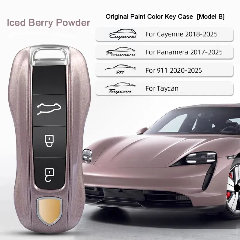 Color Name: Brown - For Porsche Cayenne 9ya 9yb Panamera 971 911 Targe Taycan Macan 95b Cayman 718 Boxster 2014-2025 Car Remote Smart Key Case Cover