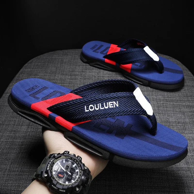 Color: black, Shoe Size: 45 - High Quality Men Flip Flops Summer Beach Slippers Men Fashion Casual Breathable Antiskid Beach Flip Flops Men Summer Outdoor