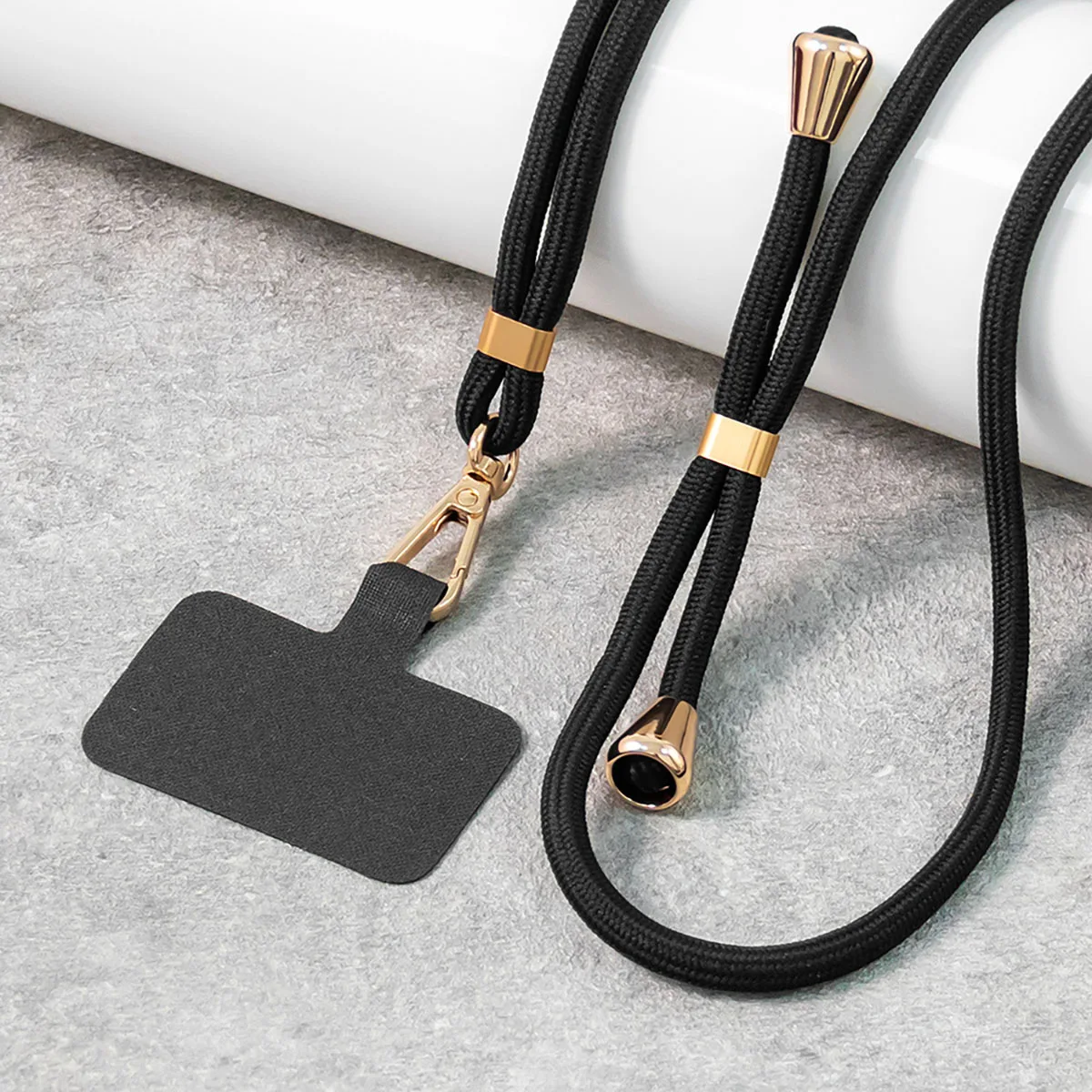 Color: black - phone suspension rope anti loss rope adjustable and extendable nylon cloth detachable suspension rope Mobile phone lanyard