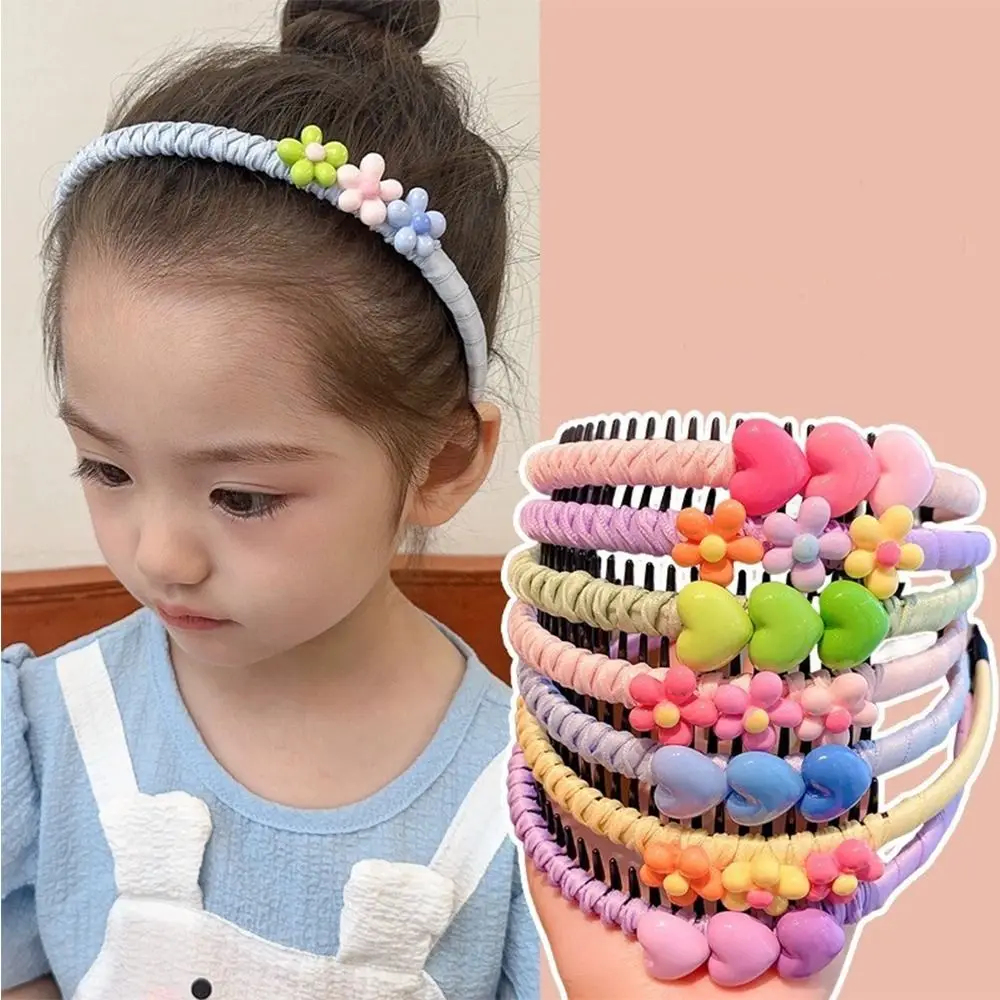 Color: GRAY - Love Hear Children Teethed Hair Hoop Cartoon Flower Korean Hair Band Hair Wear Girls