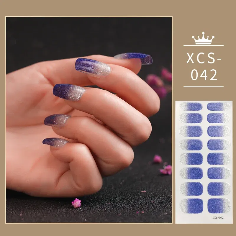 Color: Palegoldenrod - Rose Red Shiny Twinkle Full Cover Nail Stickers Sticker For Nails Self Adhesive Nail Sticker Fashion Nail Stickers Beauty