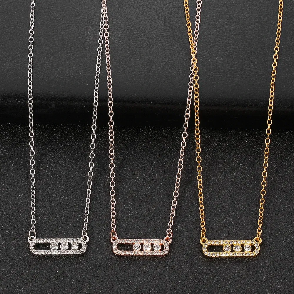 Metal Color: Steel color, Ships From: CHINA - Shiny Rhinestone Geometry Fashion Pendant Necklace Women Sweet Iced Out Clavicle Temperament Bling For Female Party Charm Gifts