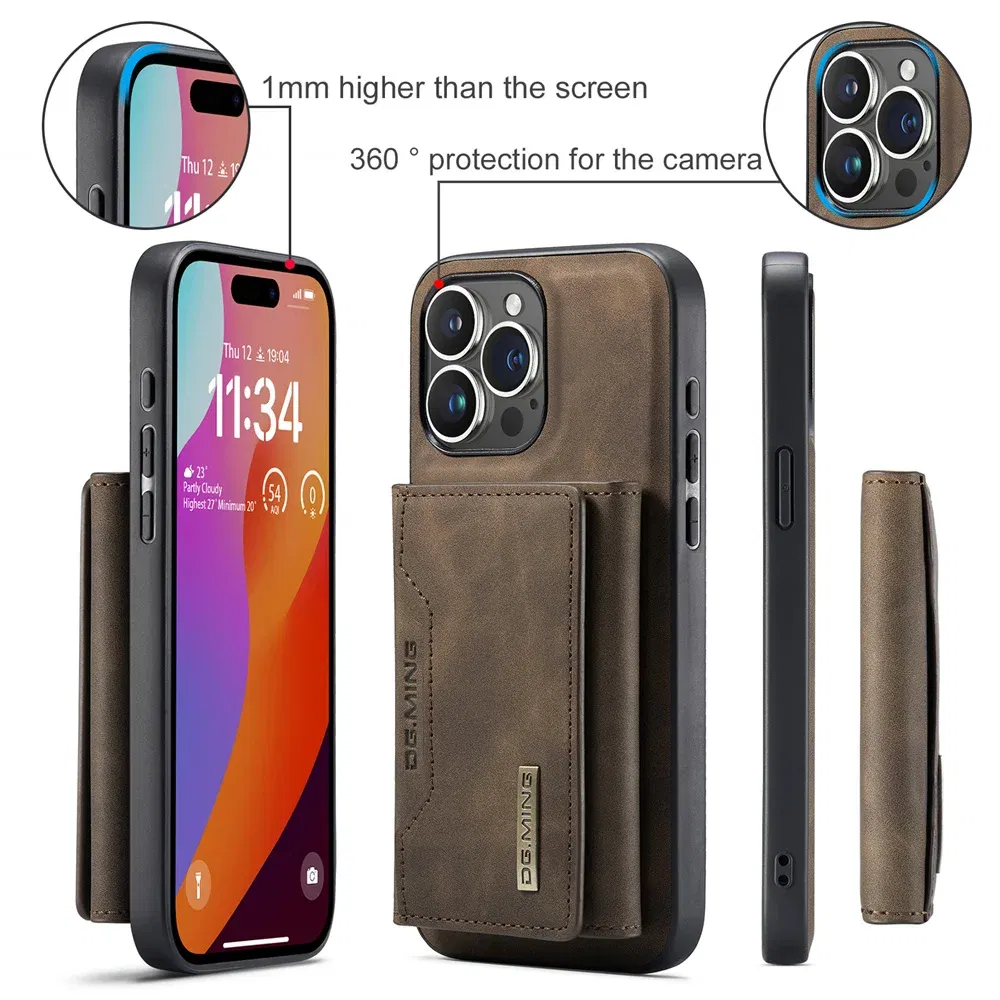 Color: Red, Material: Silicon - 2 In 1 Case For iPhone 16 15 14 13 12 11 Pro Max Plus XS Max XR 8 Plus SE 2022 Wallet Magnetic Leather Card Holder Pocket Cover