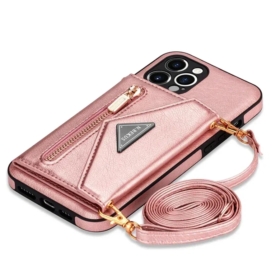 Color: Blue, Material: Carbon Fiber - Wallet Side Card Zipper Flip Crossbody Leather Case For iPhone 15 14 Pro Max 13 Mini 12 11 SE 2022 2020 X XS XR 8 7 6 6s Plus