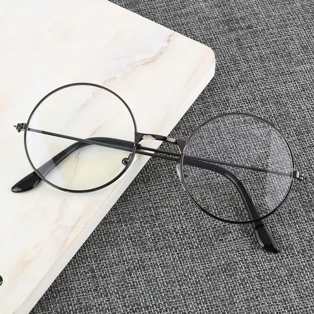 Frame Color: Khaki - Retro Round Frame Anti-blue Radiation Glasses Ultralight Men Women Blue Light Blocking Glasses Eyewear Computer Goggles