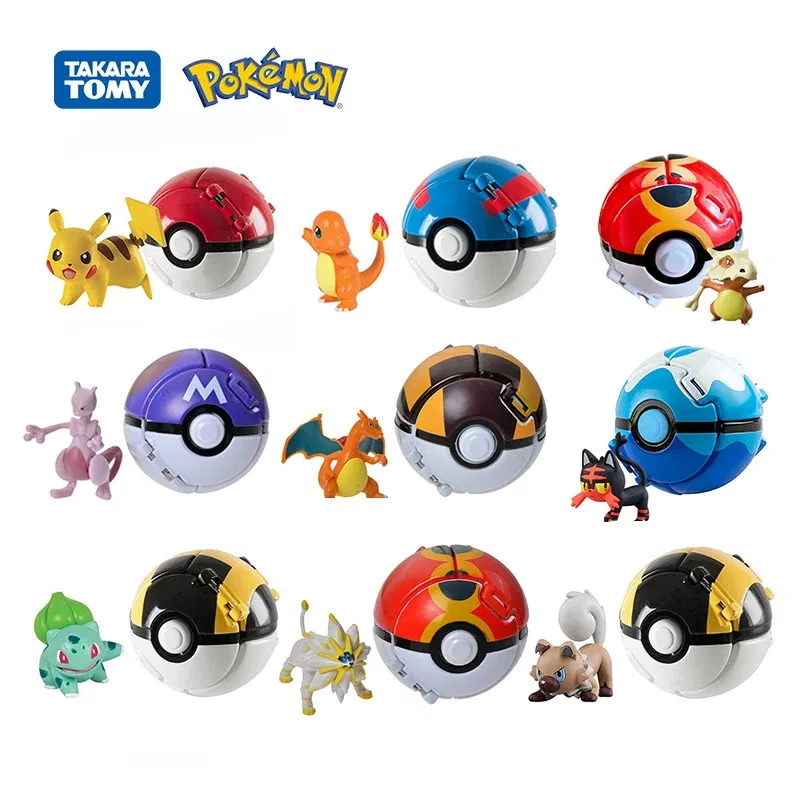Color: Silver - New Pokemon Pokeball Anime Action Figurse Pikachu Squirtle Pocket Monster Variant Pok?©mon Game Elf Ball Model Toys Kids Gift