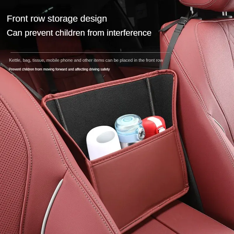 Color Name: Brown - Car Handbag Holder Between Seats Mutifuntional Leather Auto Seat Middle Storage Bag Hanging Tissue Box Phone Cup Map Organizer
