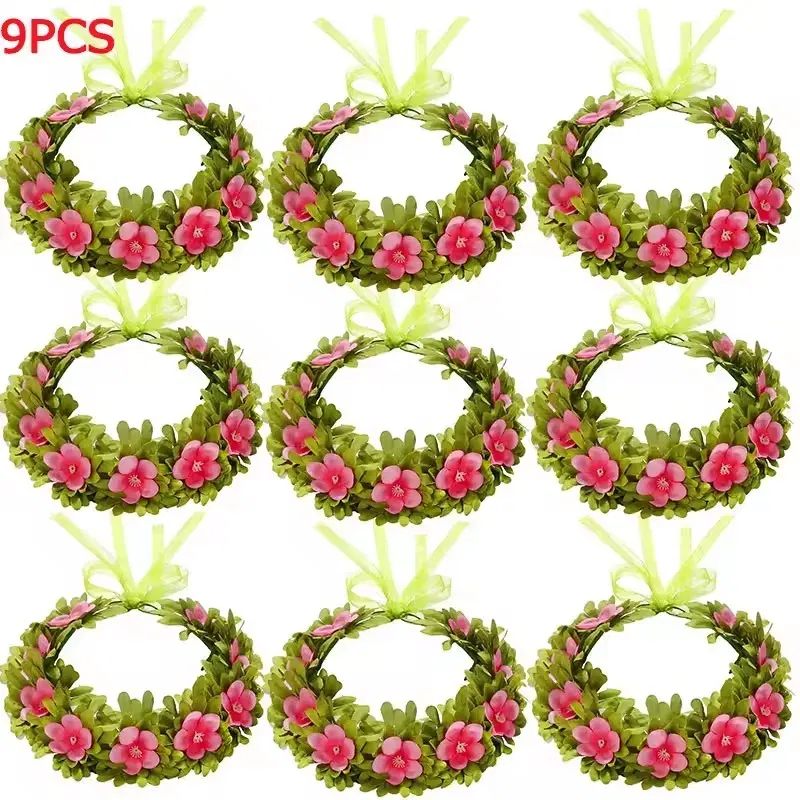 Color: Beige - Girls Moana Garland Flower Wreath Headdress Kid Adult Princess Costume Cosplay Vaiana Floral Headgear Wig