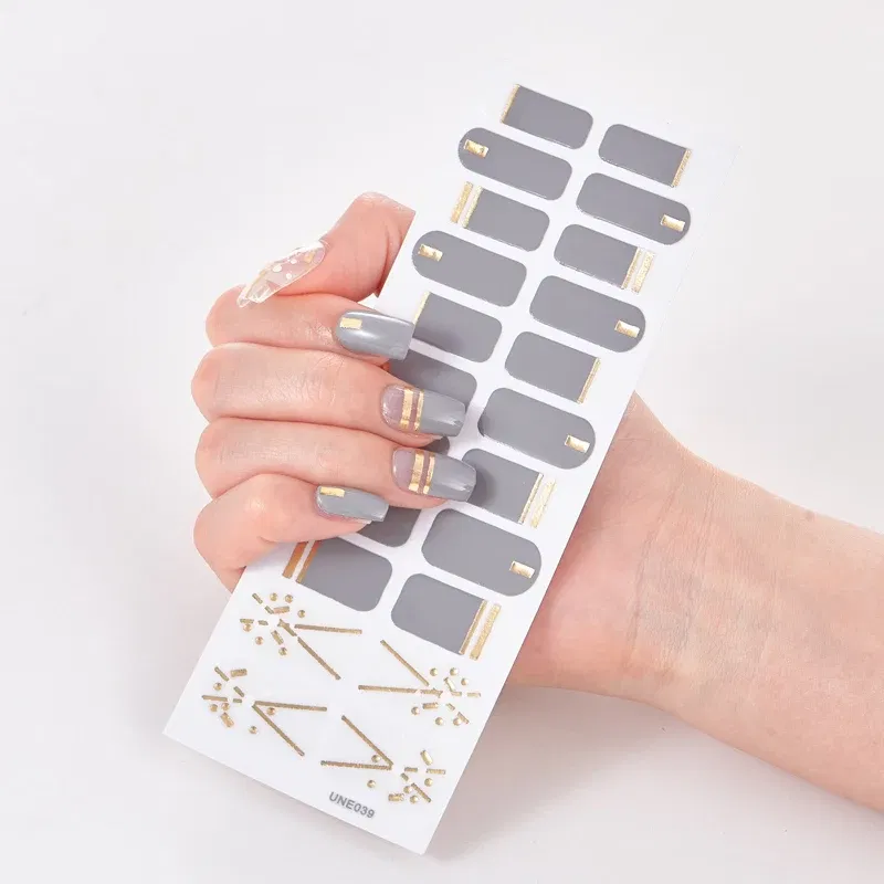 Color: Honeydew - 22 Tips/Sheet Solid Color And Striped Manicure Designer Nail Decals Nailart Sticker Full Beauty Nail Tape Manicure Self Adhesive
