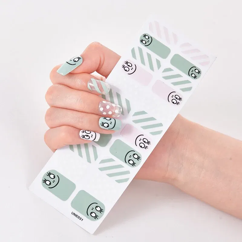 Color: Honeydew - 22 Tips/Sheet Solid Color And Striped Manicure Designer Nail Decals Nailart Sticker Full Beauty Nail Tape Manicure Self Adhesive