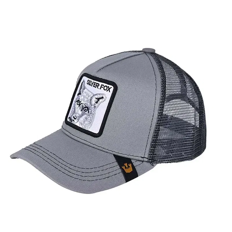 Color: Milky White - Baseball Caps Men Women Snapback Hip Hop Cap With Fashion Animals Embroidery Summer Breathable Mesh Trucker Caps Streetwear Bone
