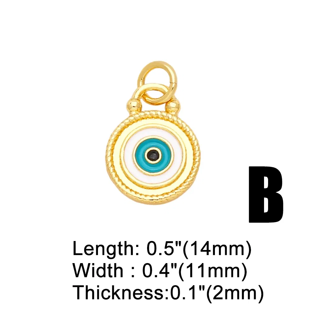 Metal color: BROWN - OCESRIO Multicolor Little Turkish Eye Bracelet Earring Charm Copper Gold Plated CZ Evil Eye Jewelry Making Supplies chma180