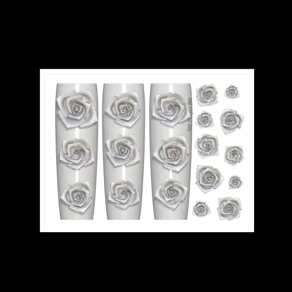 Color: Yellow Green - 1pc Marine Jellyfish Lace Ice Flowers 3D Acrylic Nail Mold Nail Art Silicone Stamping Plates Nail Accessories