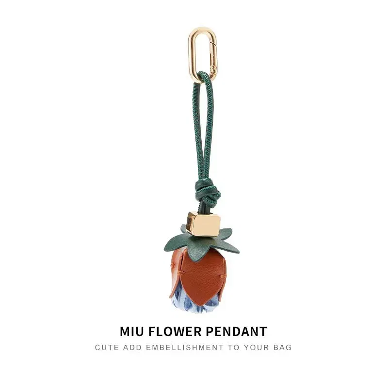Color: Red Wine - Cowhide bag charm exquisite tomato string pendant woman all-match cute backpack pendant bag accessories