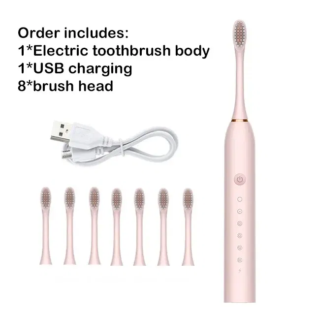Color: Red - Toothink Electric Toothbrush Smart Timing Tooth Brush Rechargeable Teeth Clean Whitening Sonic Toothbrush With Replacement Head