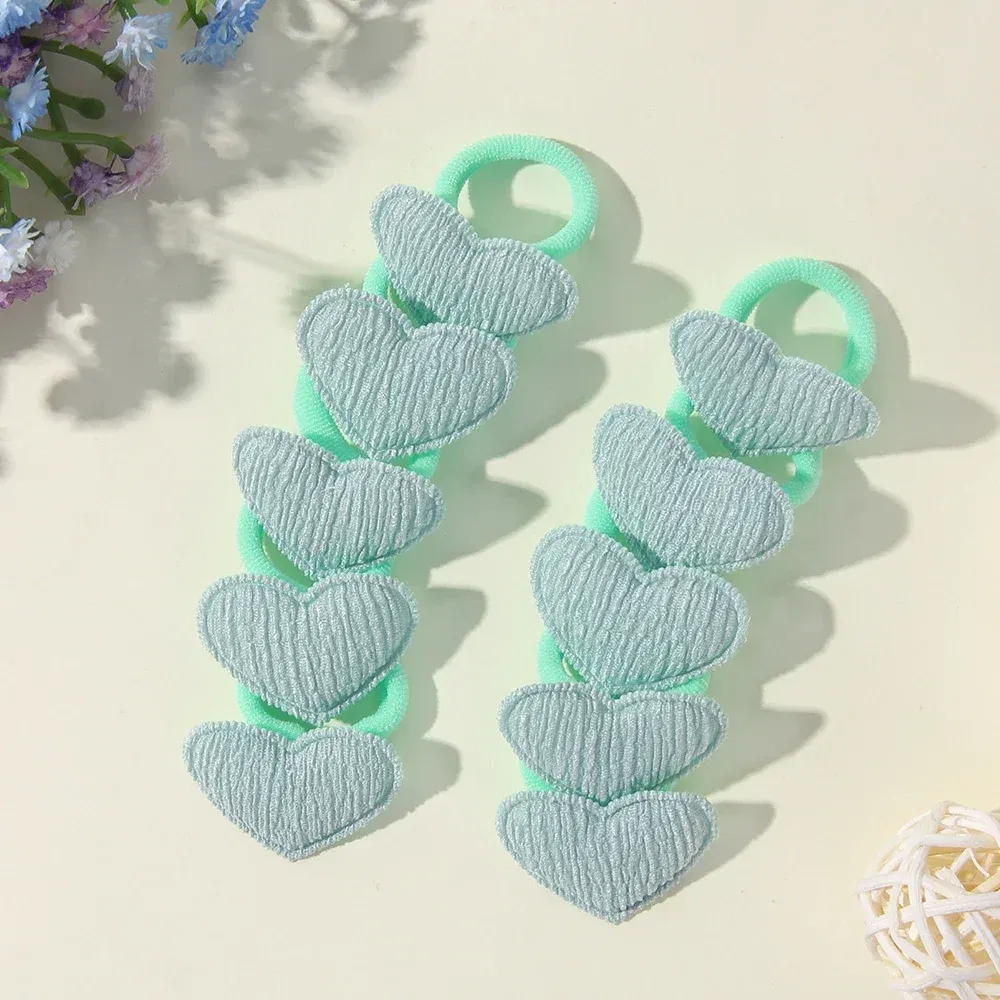 Color: Blue - 10/30Pcs Children Hairbands No Harm Hair Cartoon Towel Rope Ponytail Holder Kids Mini Rubber Band Headwear Girls Halloween Gift