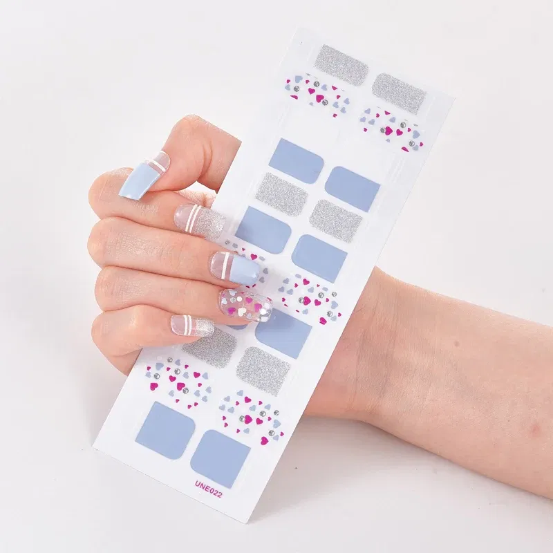 Color: Amy Green - 22 Tips/Sheet Solid Color And Striped Manicure Designer Nail Decals Nailart Sticker Full Beauty Nail Tape Manicure Self Adhesive