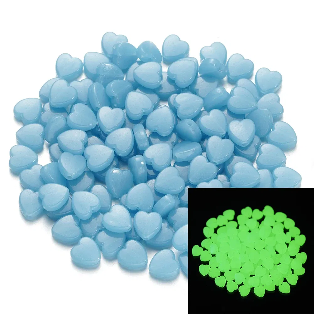 Color: WHITE, Item Diameter: 2mm - 50Pcs Luminous Star Beads Heart Shape Acrylic Beads Loose Spacer Beads for Jewelry Making DIY Bracelet Necklace Accessories