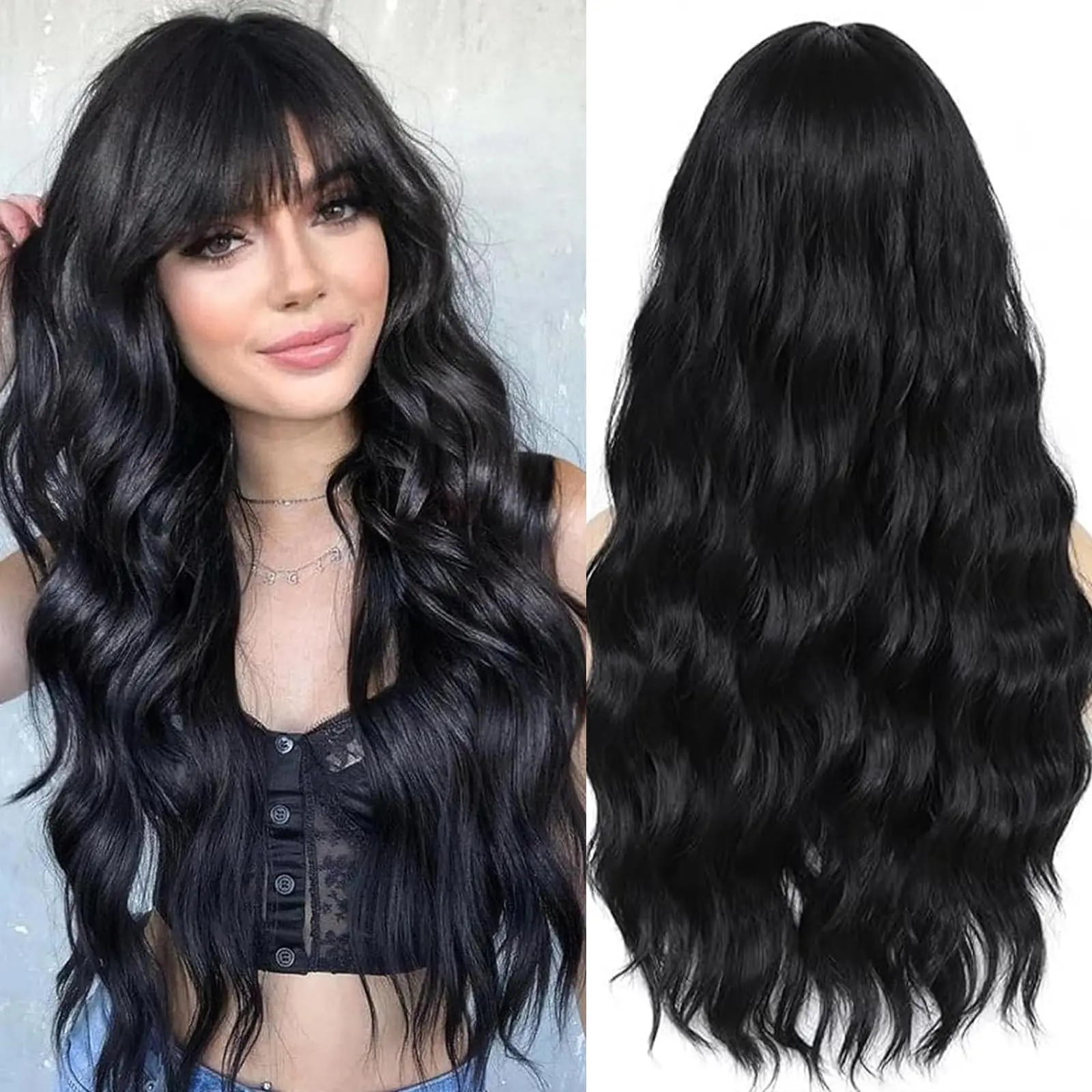 Color: T1B/Burgundy - Orange synthetic wig with big waves for party, Halloween cosplay, daily use wig, high-temperature hair accessory