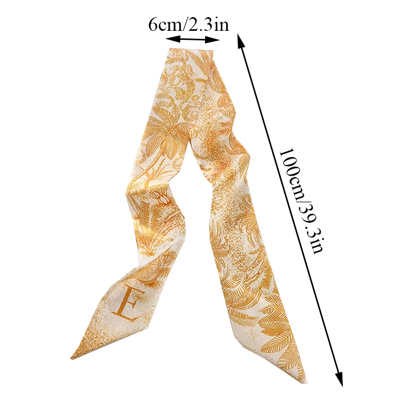 Color: Blue - Sketch Style 26 Letters Temperament Small Scarf Long Silk Scarf Hair Band Narrow Headband Hair Tie Bag Handle Hair Accessories