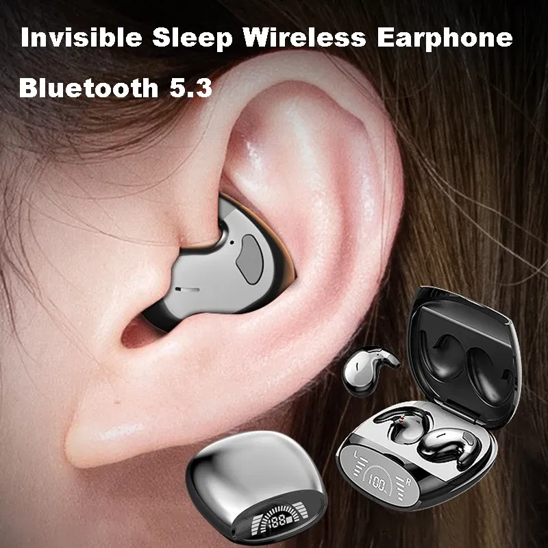 Color: Blue, Ships From: CHINA - Sleep Invisible Earbuds Tiny Mini Headphones Hidden Noise Cancelling TWS Wireless Headsets Sports Stereo Bluetooth 5.3 Earphone
