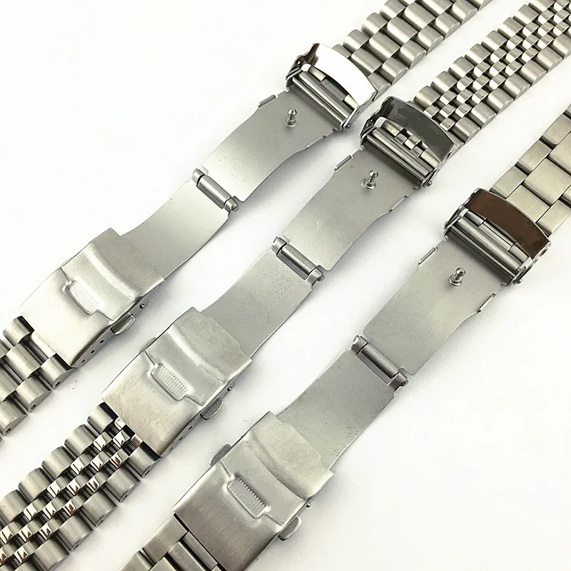 Band Color: BLACK WHITE, Band Width: 20mm - For Seiko Solid Stainless Steel Band 20mm 22mm Men's Sports Strap Srpd Skx007/Skx009 SRPD63K1 Jubilee Curved End Bracelet
