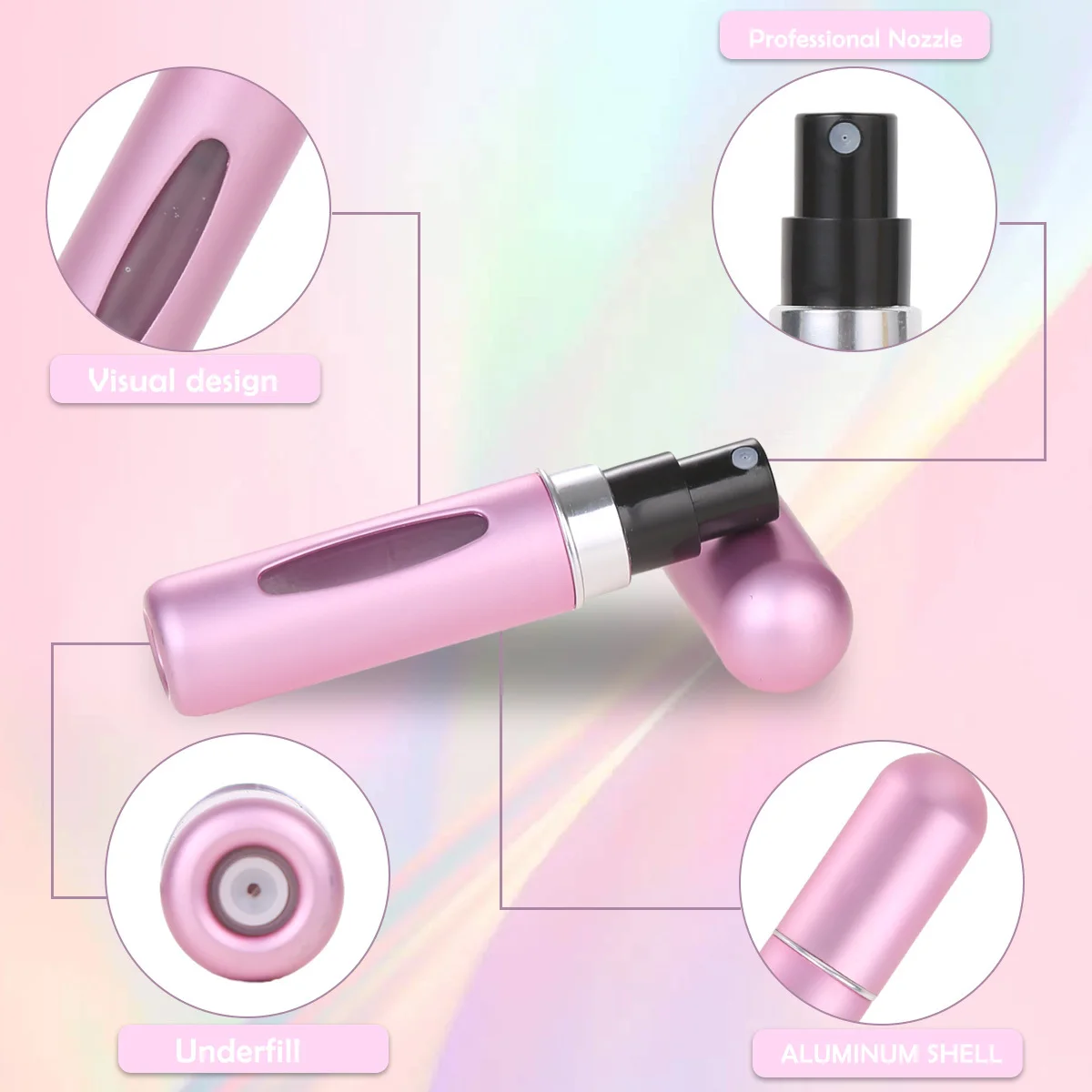 Color: multi - 5ml Perfume Refill Bottle Portable Mini Refillable Spray Jar Scent Pump Empty Cosmetic Containers Atomizer for Travel Tool Hot