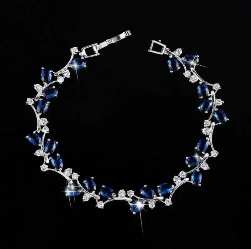 Metal Color: Antique Gold Plated - Fashion Exquisite Color Crystal Inlaid Ladies Charm Bracelet Engagement Wedding Jewelry