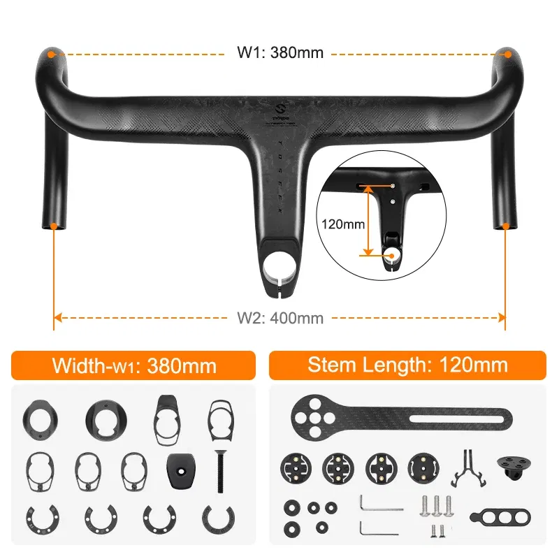 Color: PURPLE - TOSEEK Carbon Handlebar Road Carbon handlebar Drop bar T800 Carbon Integrated Handlebar Di2 Bicycle Accessories Carbon Drop bar