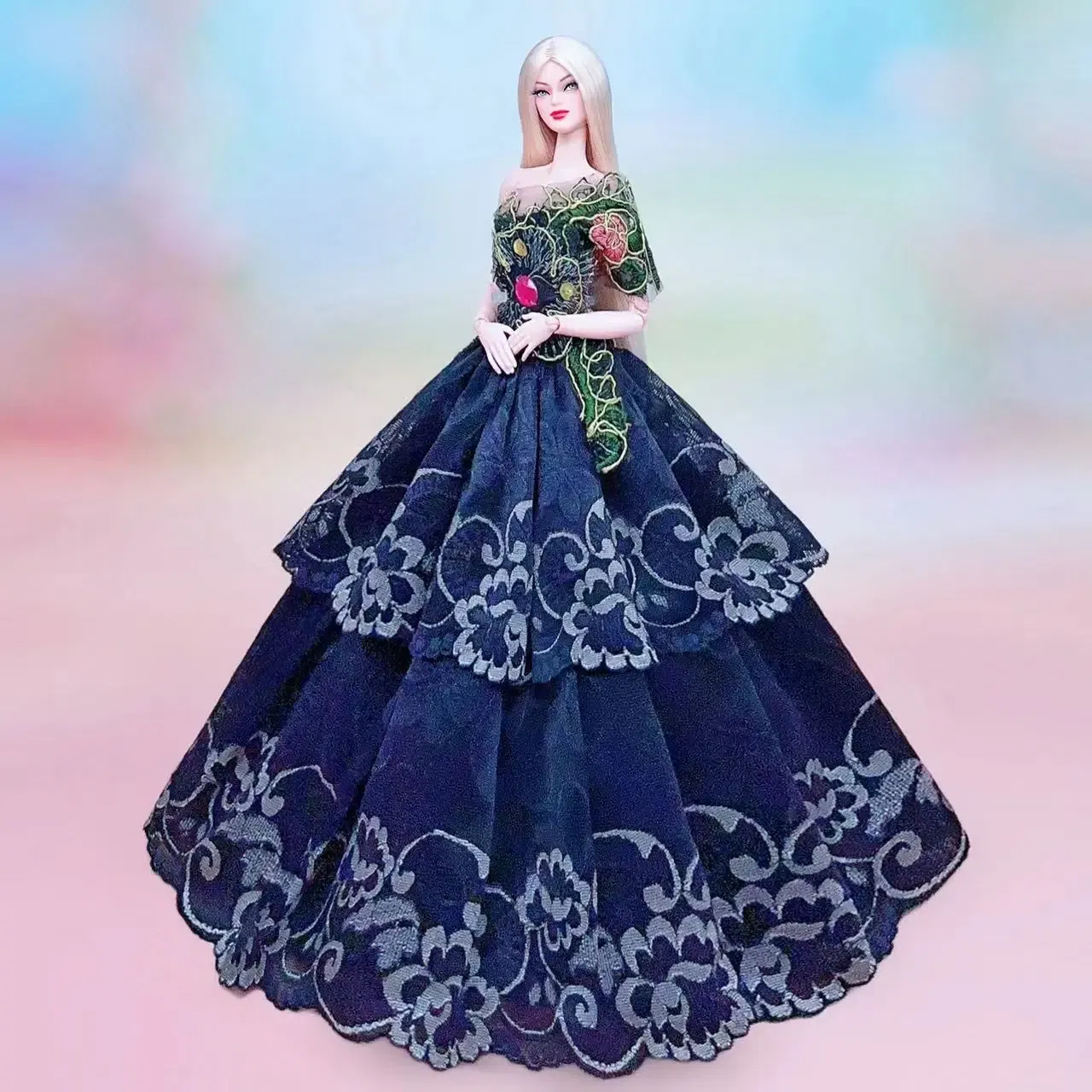 Color: Red - for barbie evening dress barbie doll dresses clothes lot wedding dress set accessories vestidos wedding gown barbie doll clothes