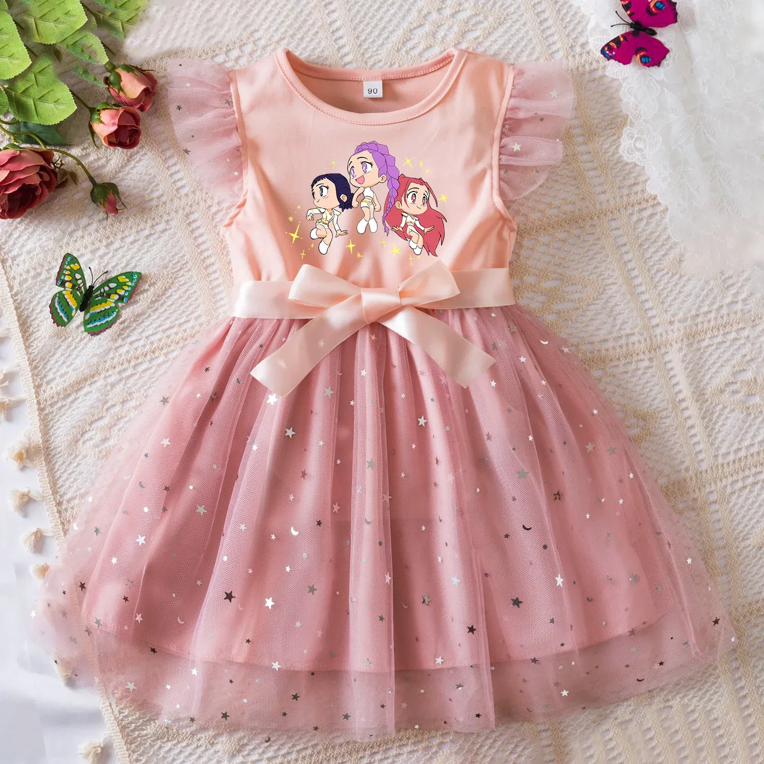 Color: Brown, Size: One Size, Height: 158 - KPop Demon Hunters Girls Dress Kids Party Halloween Carnival Birthday Party Clothes Princess Tutu Dresses Costume Children Gift