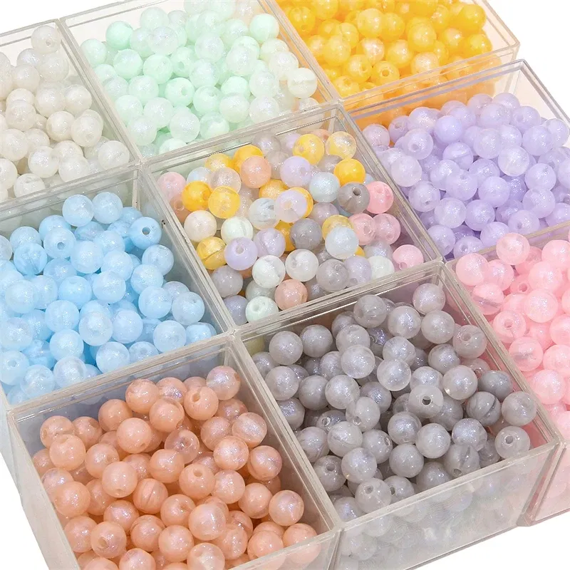 Color: green, Ships From: CN - 20/50pcs 8/12mm Acrylic Round Pearl Luster Beads for Earring Necklace Keychain DIY Jewelry Making