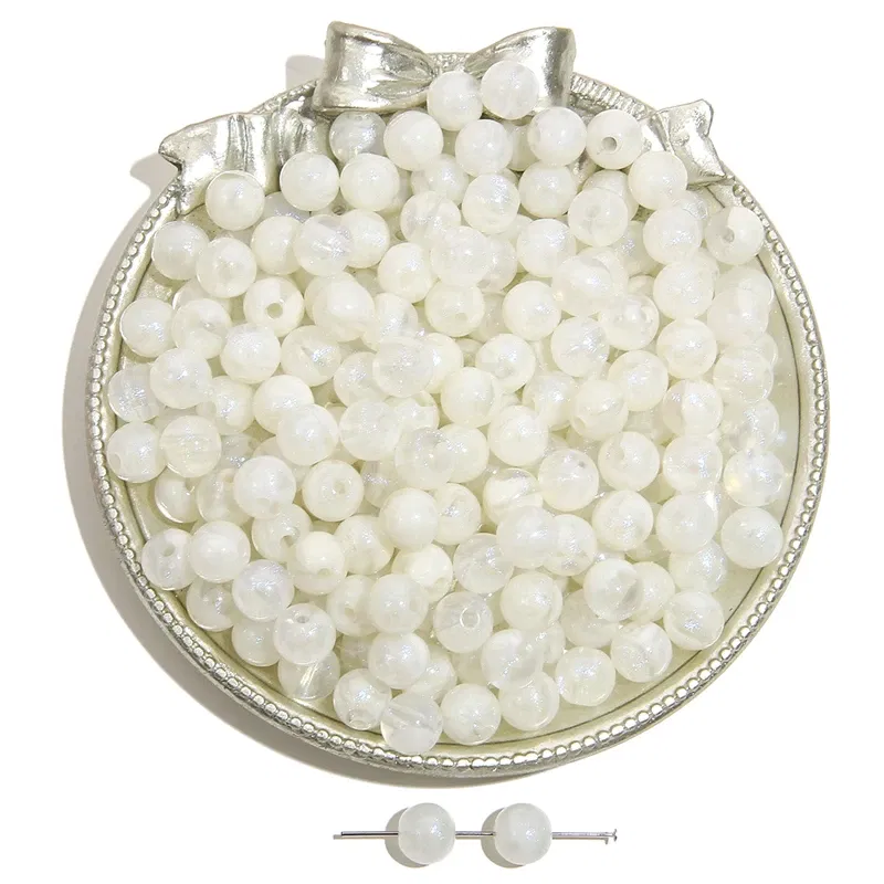 Color: green, Ships From: CN - 20/50pcs 8/12mm Acrylic Round Pearl Luster Beads for Earring Necklace Keychain DIY Jewelry Making