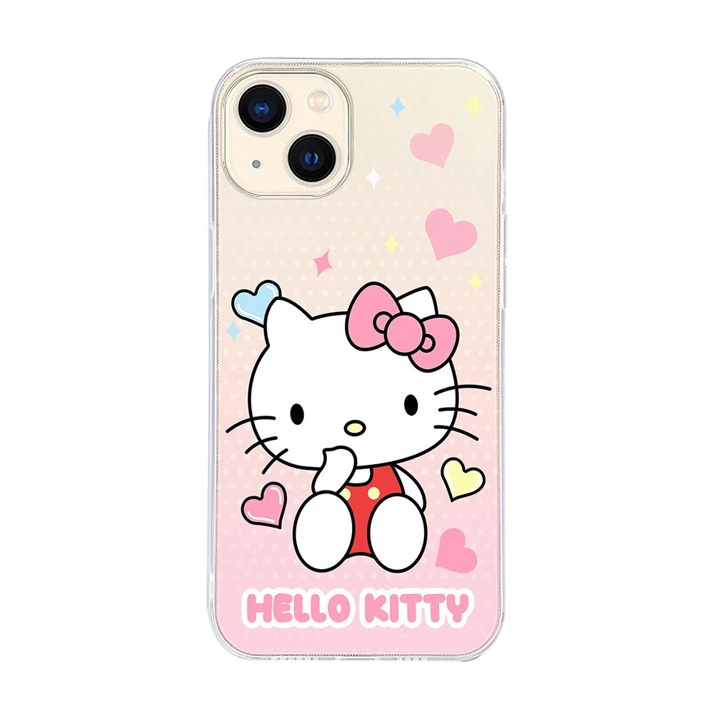Color: SKY BLUE, Material: PC - Miniso Sanrio Collaboration Hello Kitty Phone Case For iPhone 15 14 13 11 12 16 Pro Max Plus X XR XS Girl Silicone Phone Case