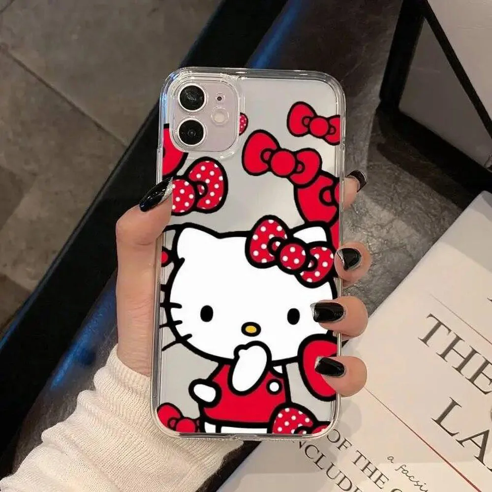 Color: SKY BLUE, Material: PC - Miniso Sanrio Collaboration Hello Kitty Phone Case For iPhone 15 14 13 11 12 16 Pro Max Plus X XR XS Girl Silicone Phone Case