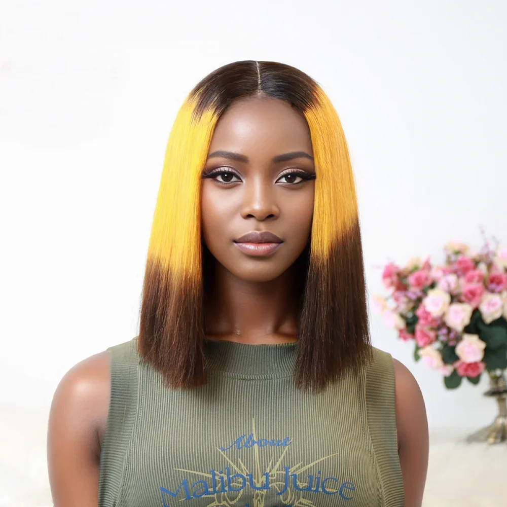 Hair Color: Silver, Stretched Length: 8inches, Density: 100% - Vietname Super Double Drawn Straight Short Bob Wigs 2x6 Lace Closure Wig for Women 100% Human Hair Orange Candy Lace Closure Wig