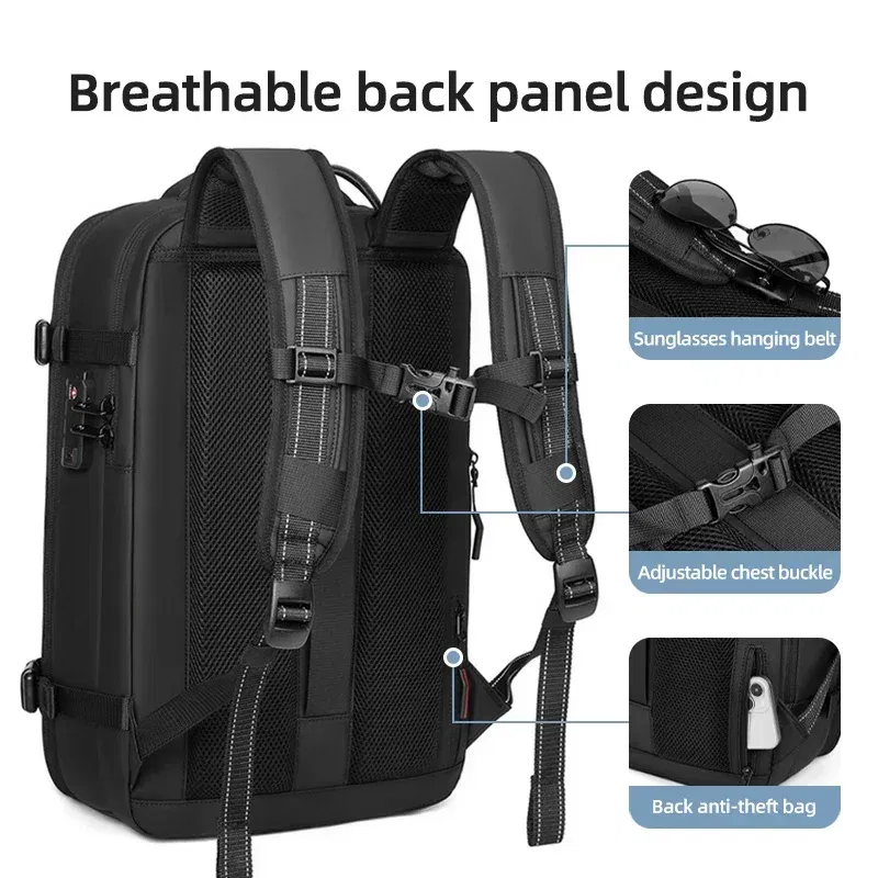 Color: Ivory - Men Travel Backpack vacuum compression Laptop Backpack 17 inch Extended Large Capacity school Backpack Hiking Business backpack